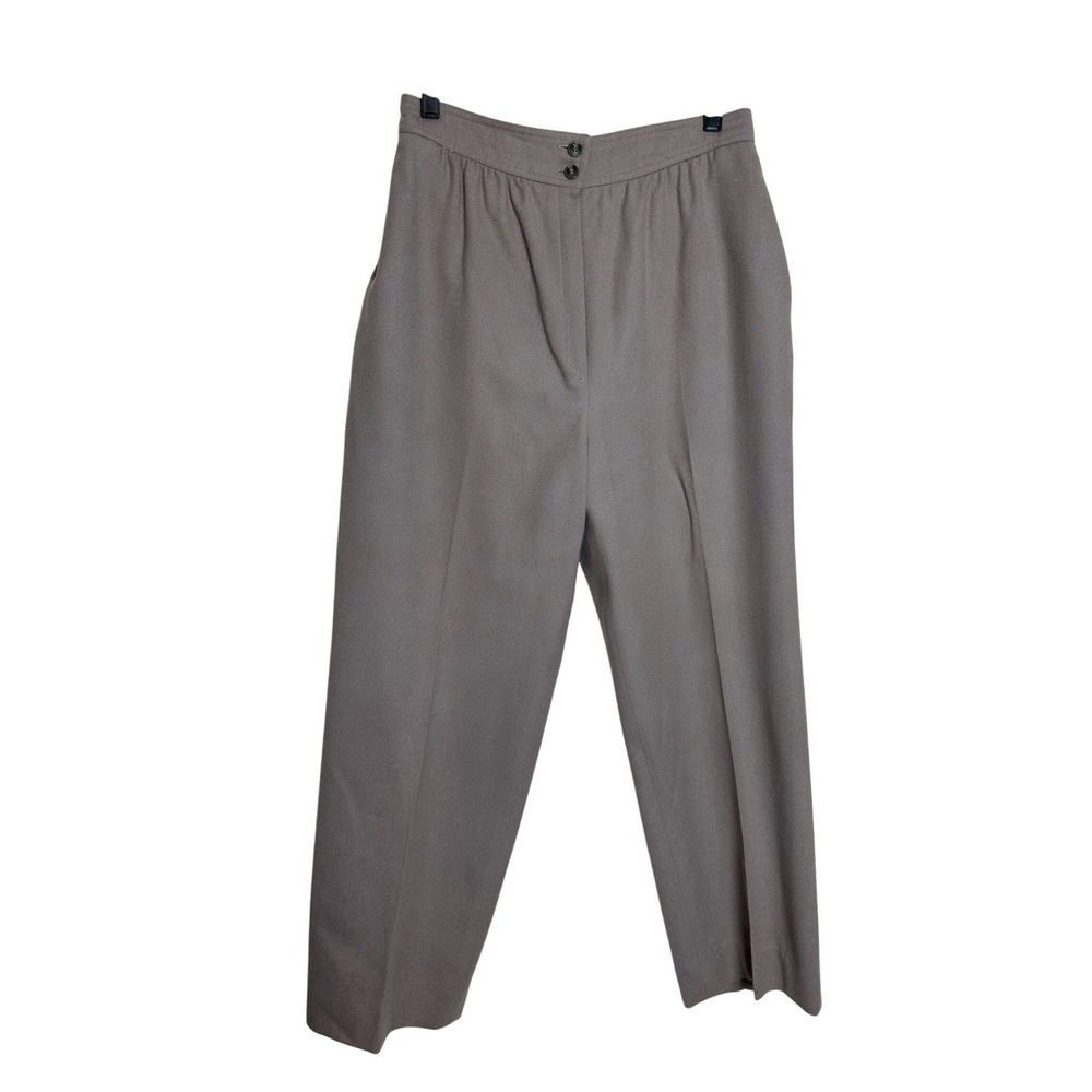 Parallel Vintage Wool Blend High Waisted Trousers Taupe Brown Straight Leg Sz 14
